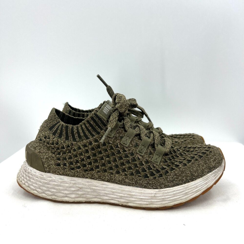 NOBULL Knit Runner Sneakers Womens 6.5 Olive Green Mesh Athletic Training Shoes